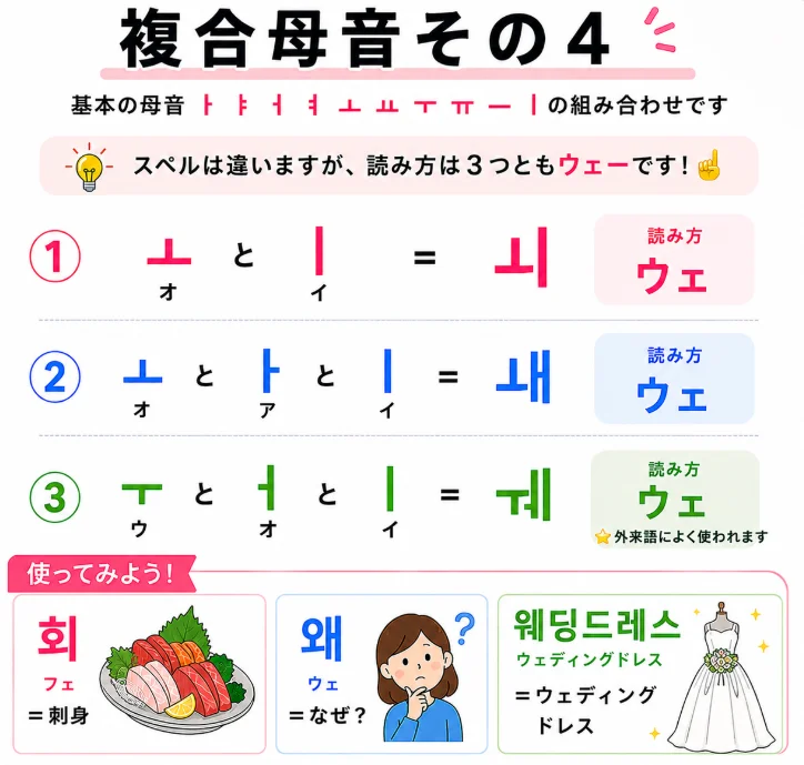 【はじめてのハングル入門16】 複合母音その4 - 왜ウェ＝なぜ？